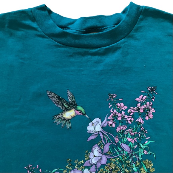 Vintage Short Sleeve T-Shirt Graphic Alaska with Flowers - Picture 3 of 8